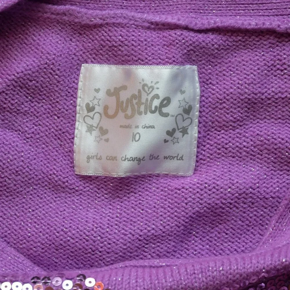 Justice Girl Purple Long Sleeve Sweater with Sequins Size 10